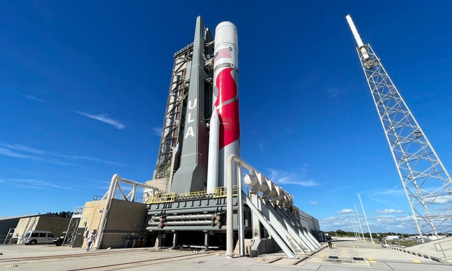 Vulcan rocket booster and second stage undergoing testing in Florida.